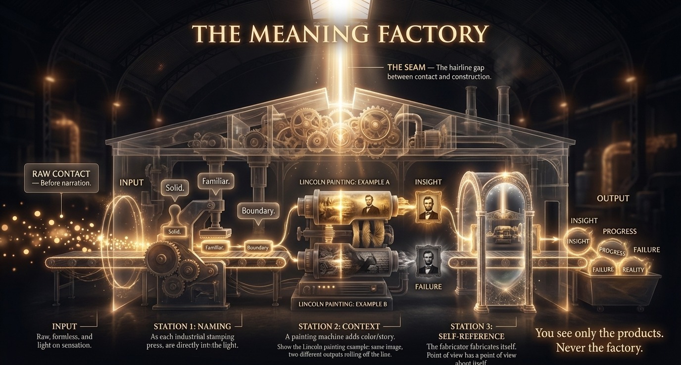 The meaning factory: how raw contact becomes manufactured reality